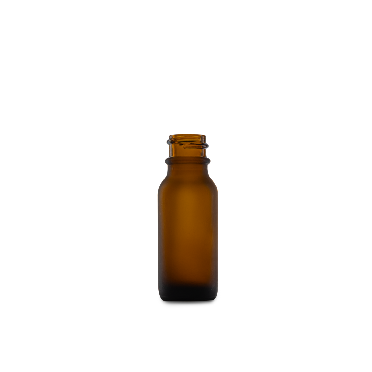 0.5 oz Amber Frosted Glass Boston Round Bottle 18-400 Neck Finish