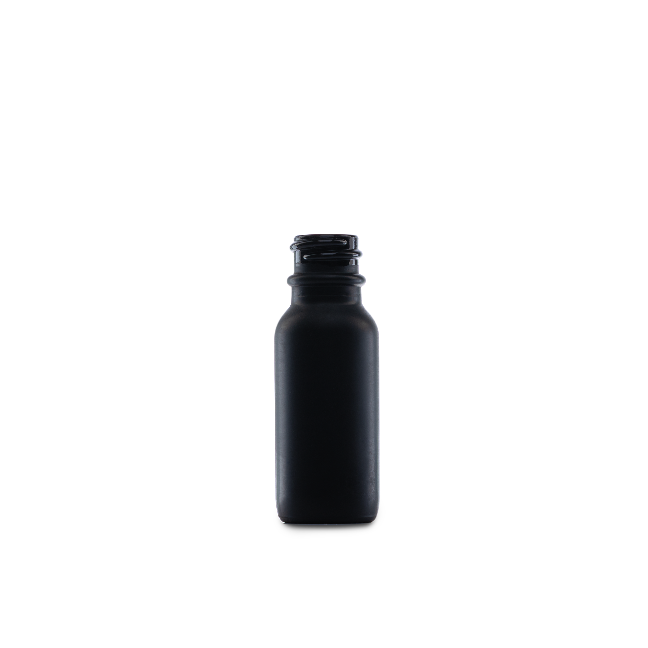 0.5 oz Black Frosted Glass Boston Round Bottle 18-400 Neck Finish