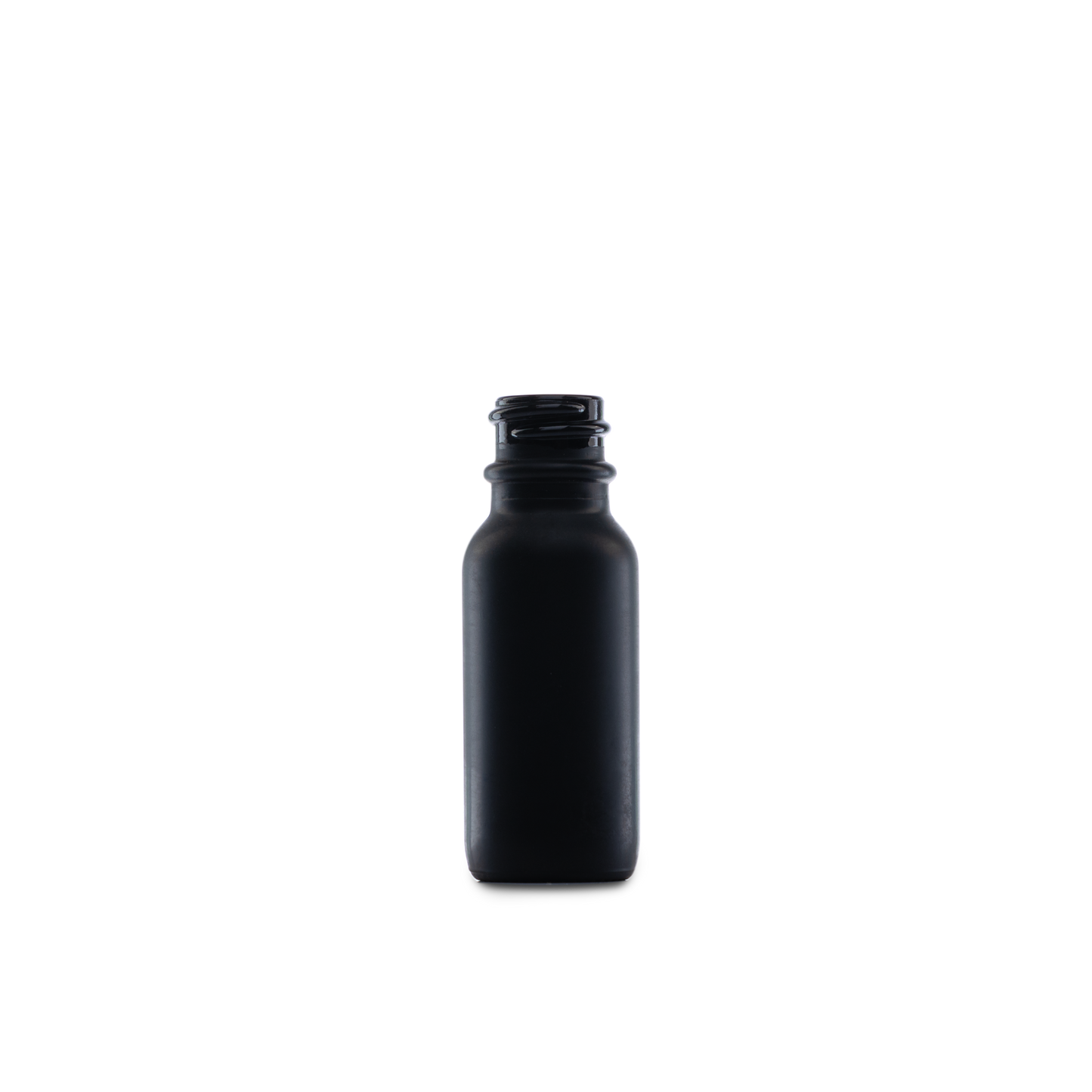 0.5 oz Black Frosted Glass Boston Round Bottle 18-400 Neck Finish