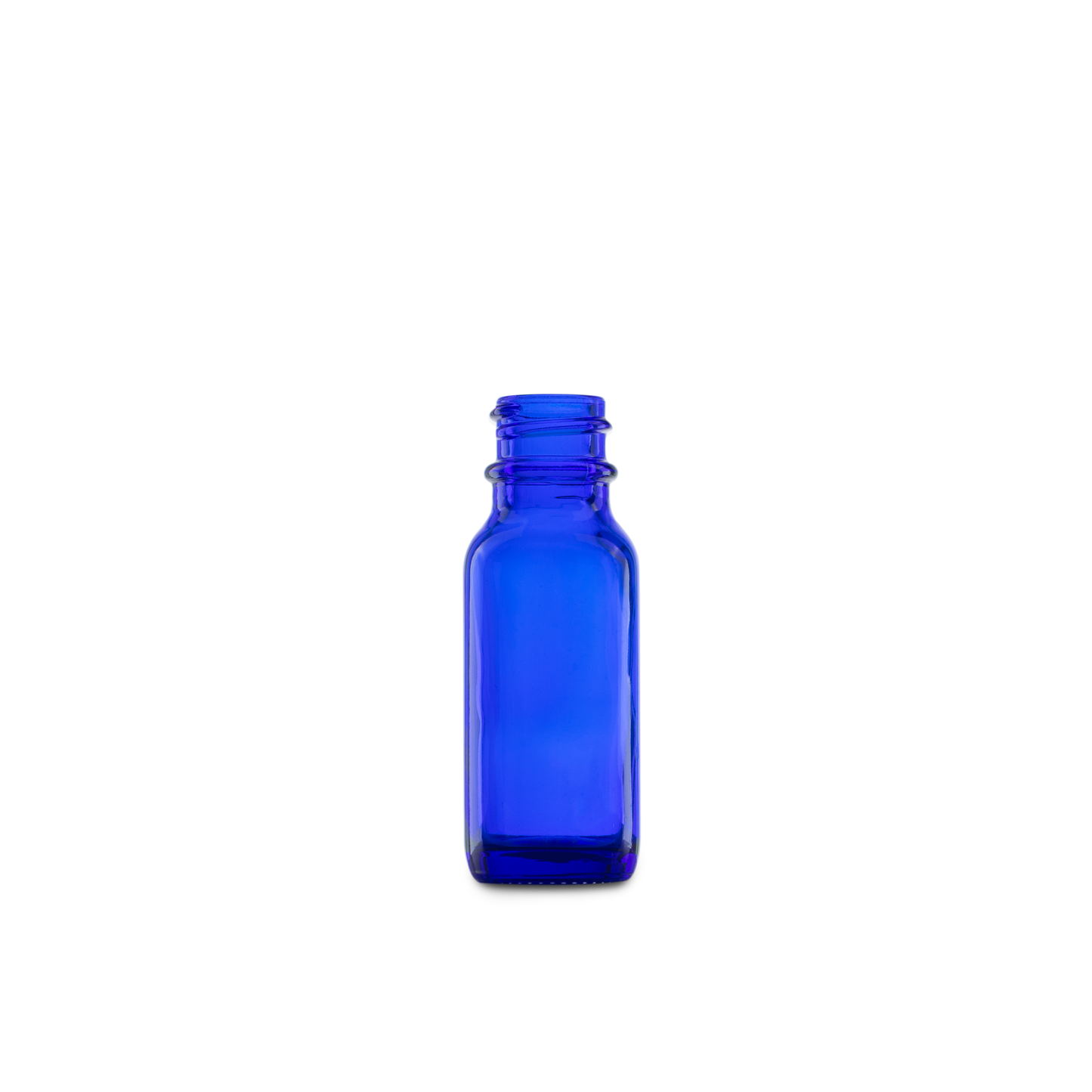 0.5 oz Blue Glass Boston Round Bottle 18-400 Neck Finish