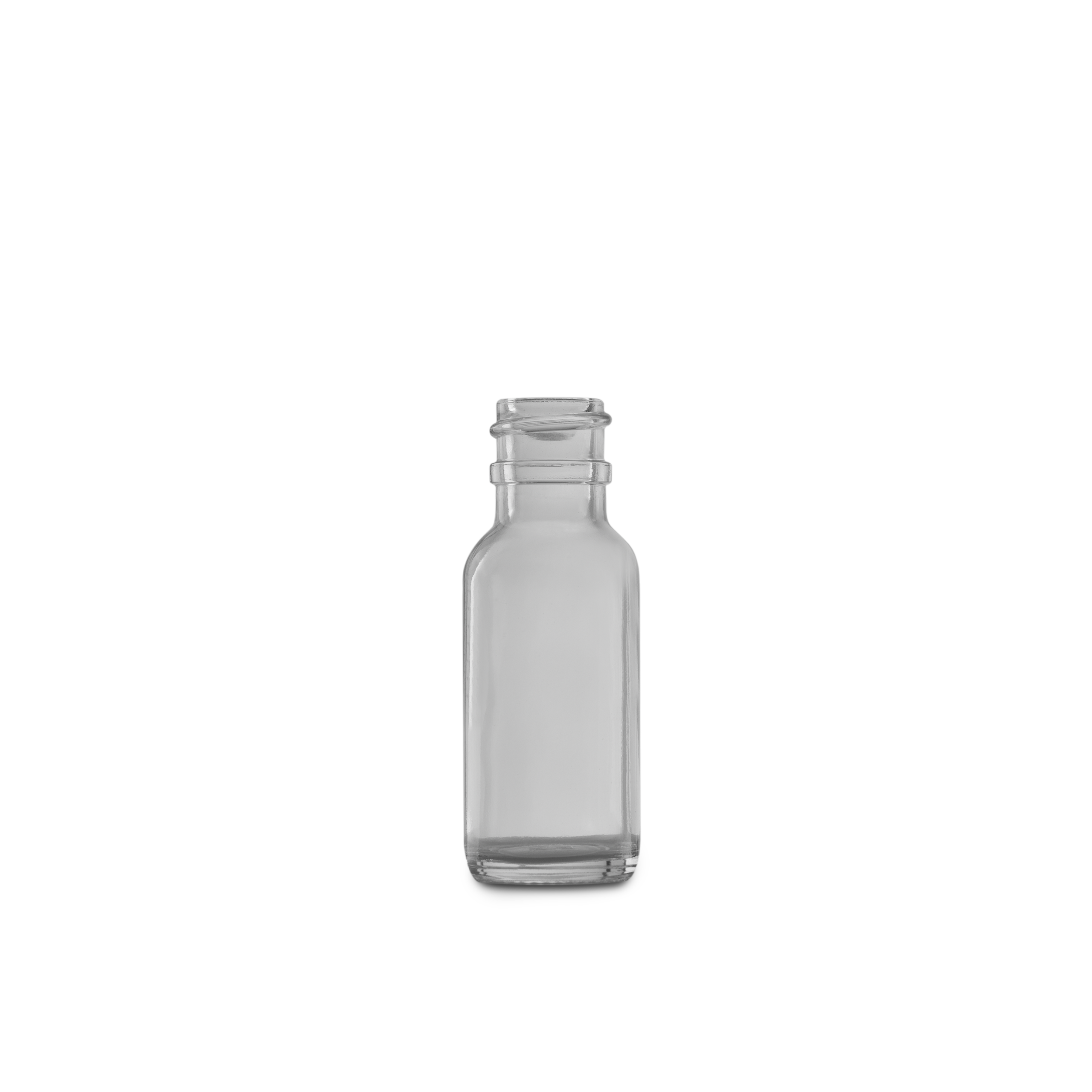 0.5 oz Clear Glass Boston Round Bottle 18-400 Neck Finish
