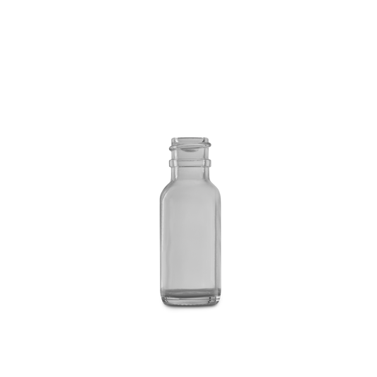 0.5 oz Clear Glass Boston Round Bottle 18-400 Neck Finish