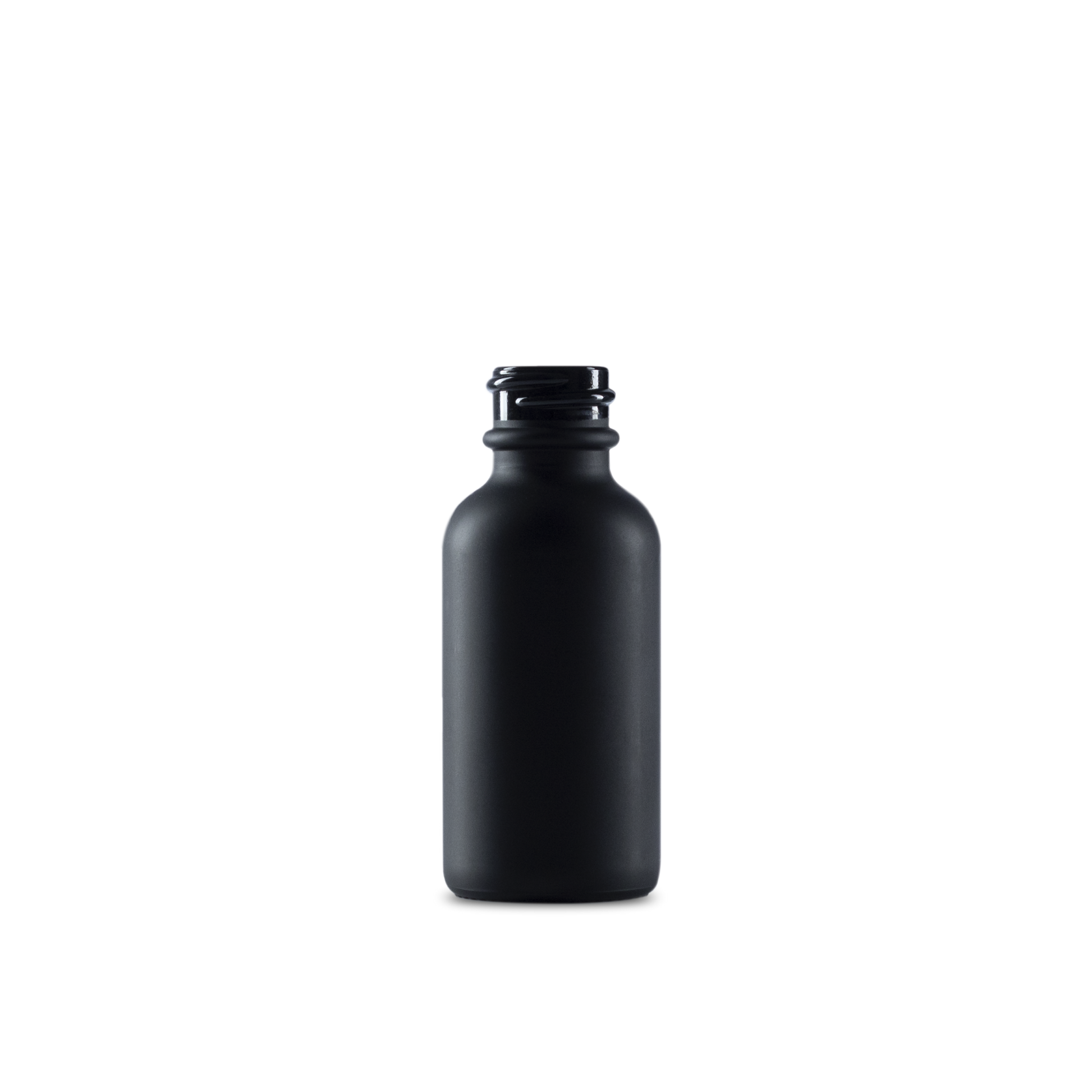 1 oz Black Frosted Glass Boston Round Bottle 20-400 Neck Finish - Sample