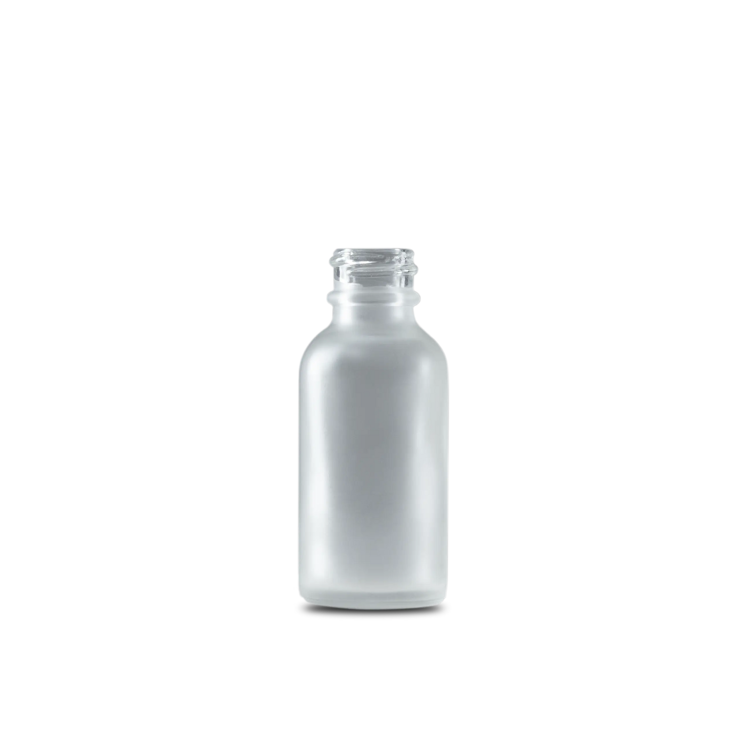 1 oz Clear Frosted Glass Boston Round Bottle 20-400 Neck Finish