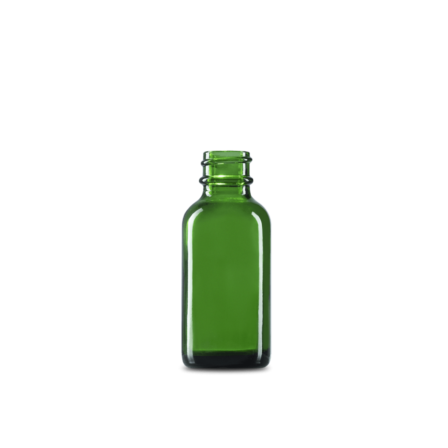 1 oz Green Glass Boston Round Bottle 20-400 Neck Finish - 24 Pack