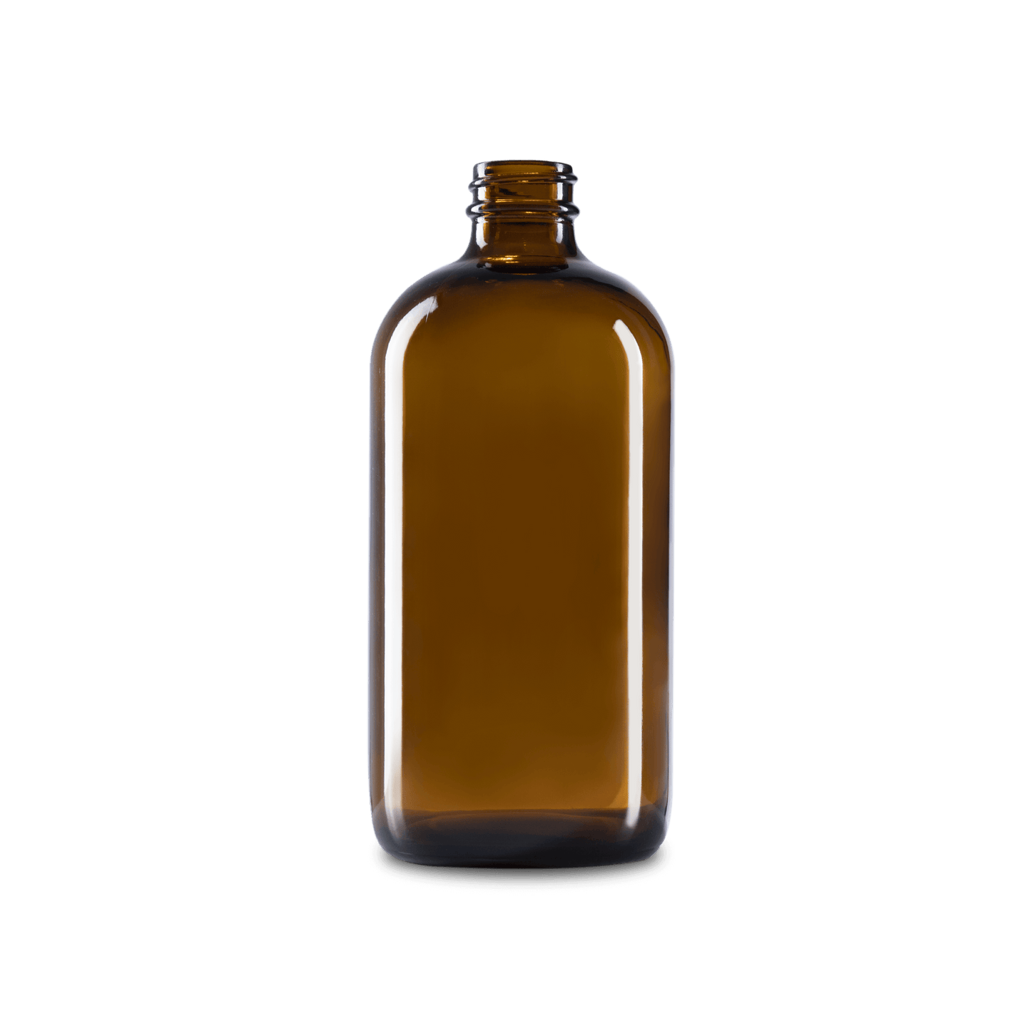 16 oz amber boston round glass bottle
