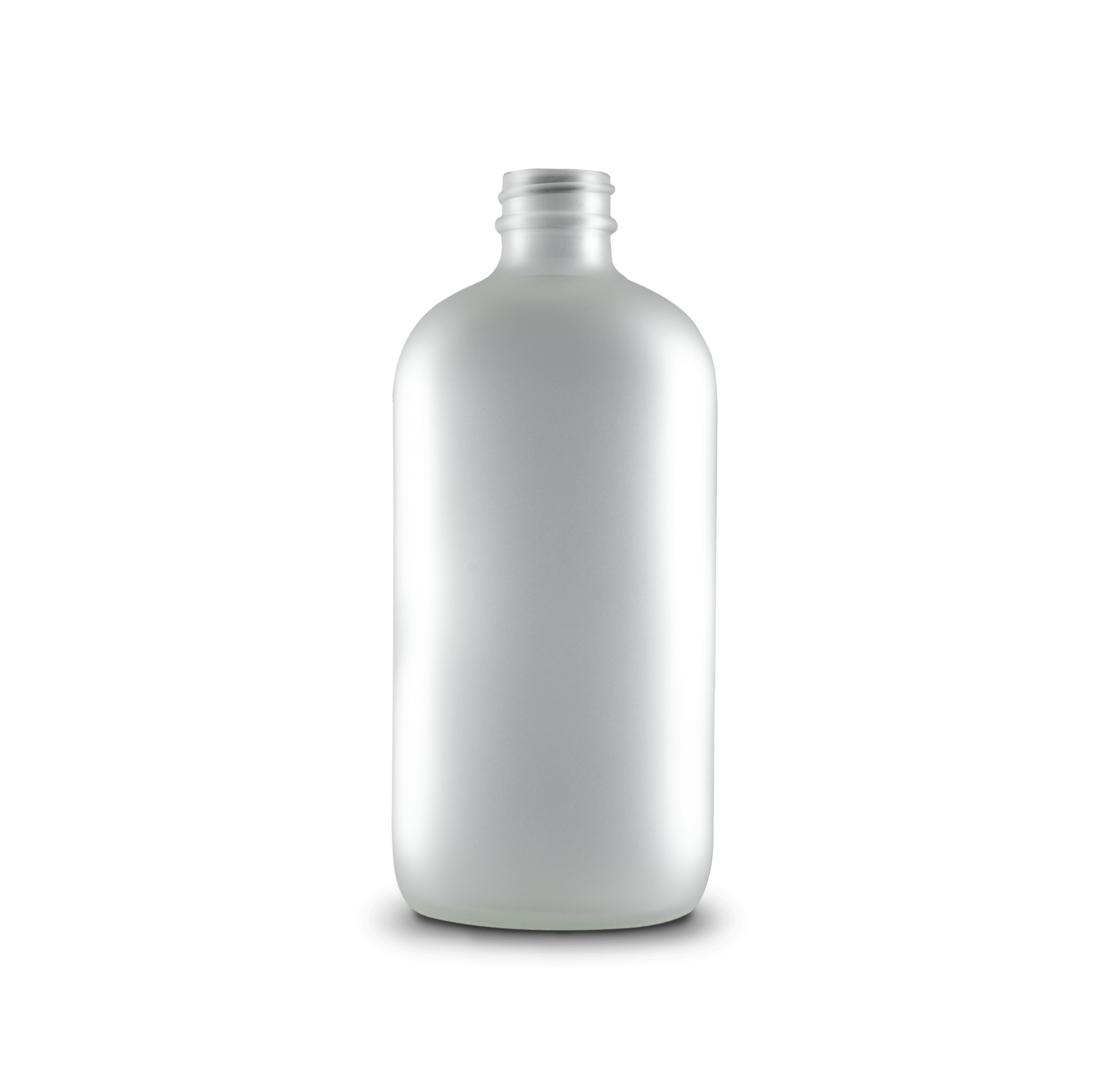 16 oz clear frosted boston round glass bottle