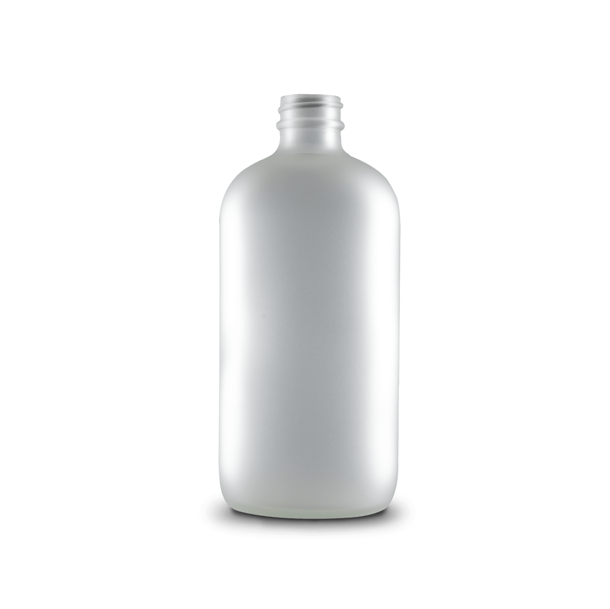 16 oz clear frosted boston round glass bottle