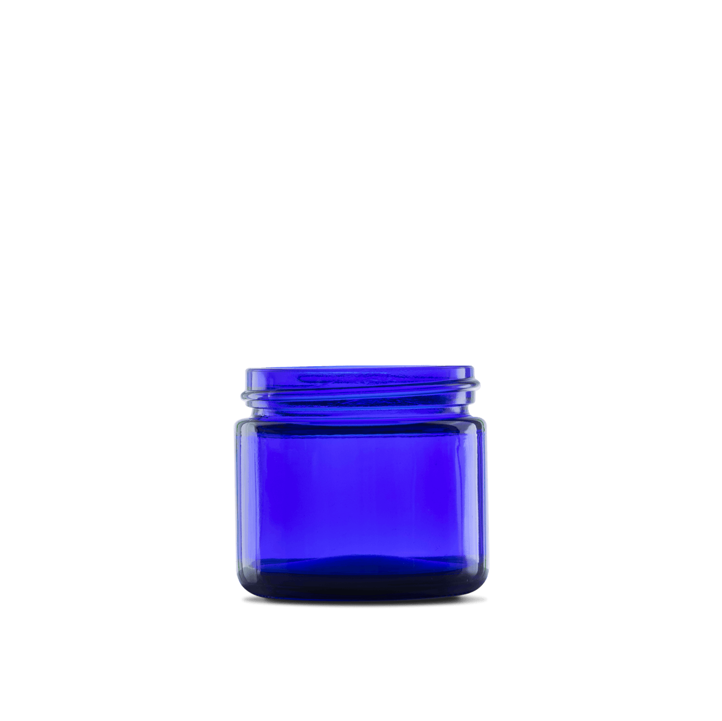 2 oz Blue Glass Straight-Sided Round Jar 53-400 Neck Finish - 24 Pack