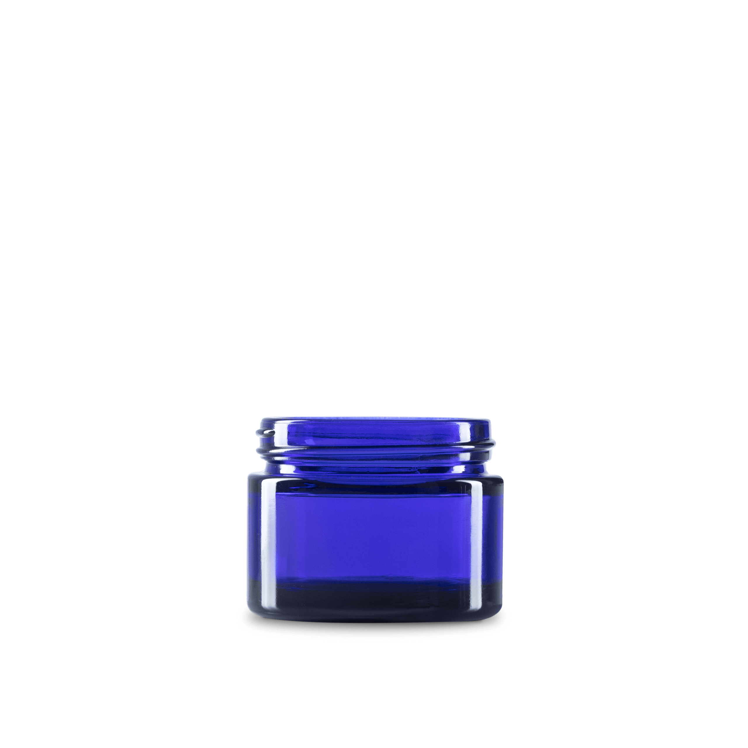 2 oz blue straight-sided glass round jar