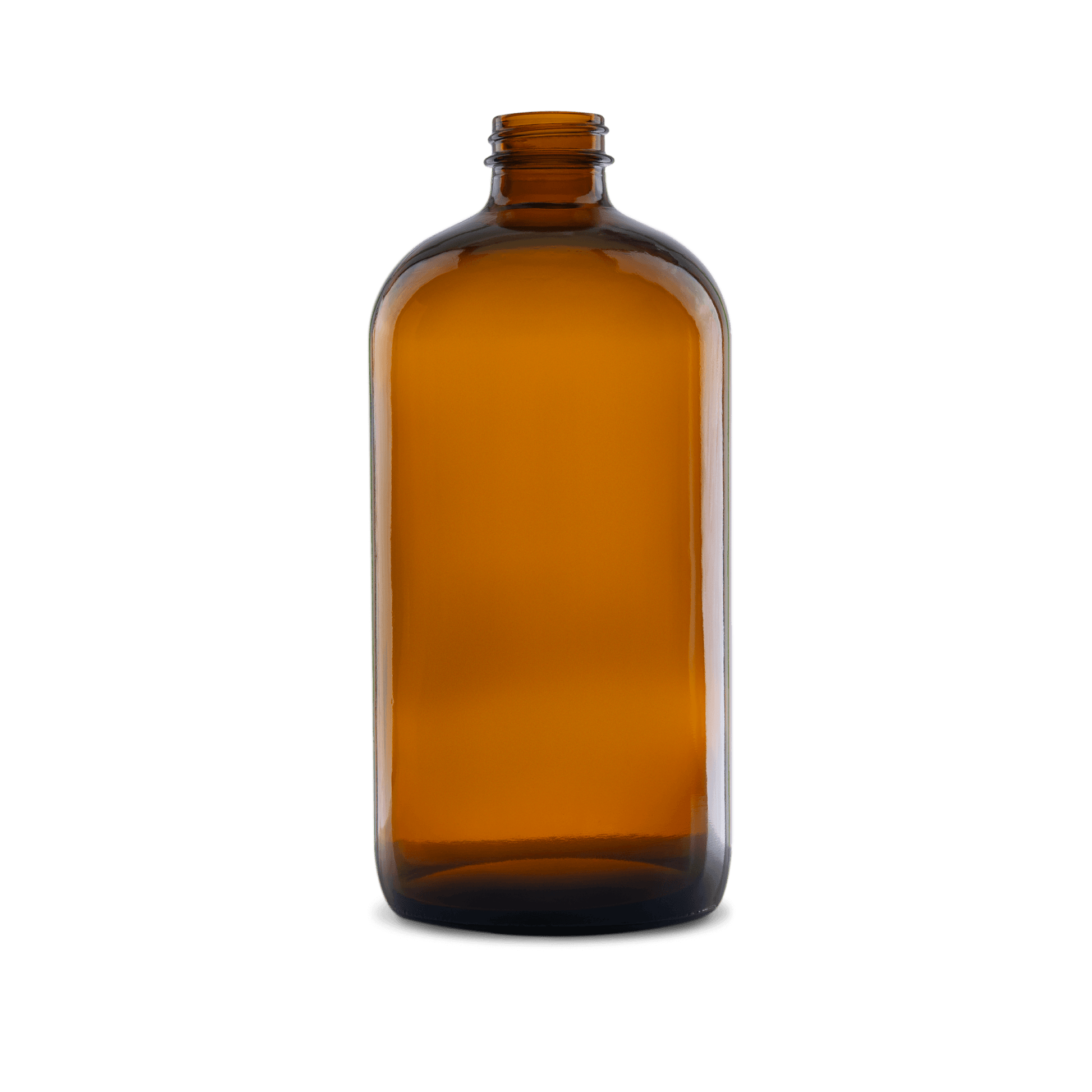 32 oz clear amber boston round glass bottle