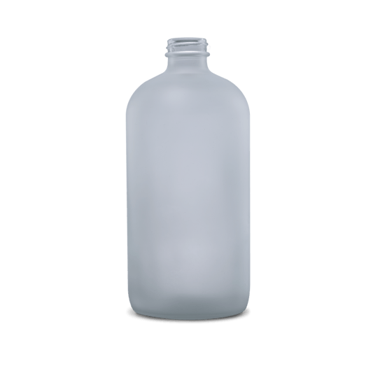 32 oz clear frosted boston round glass bottle