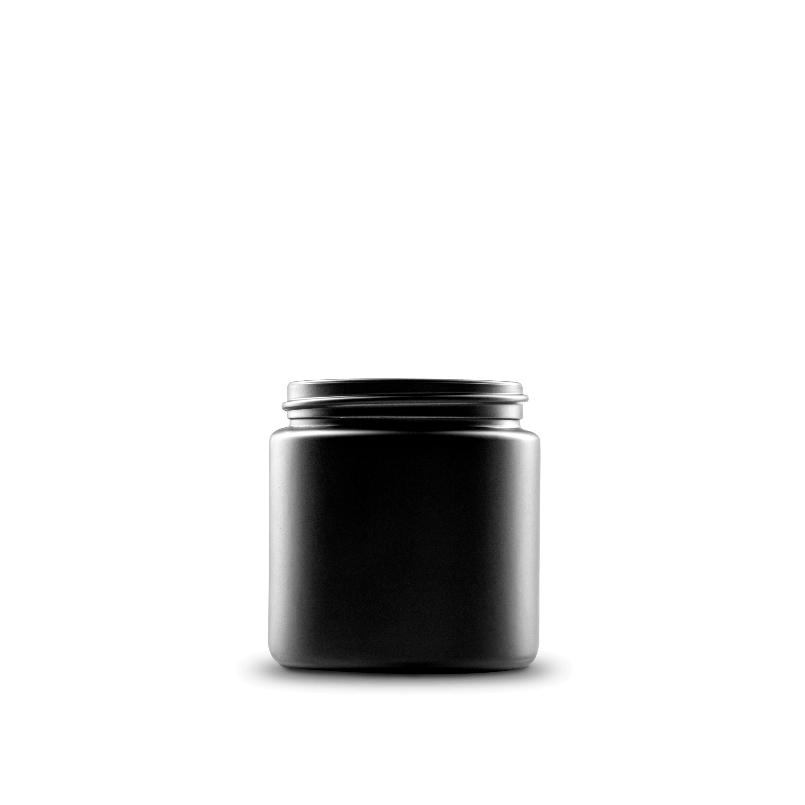 4 oz black frosted straight-sided glass round jar
