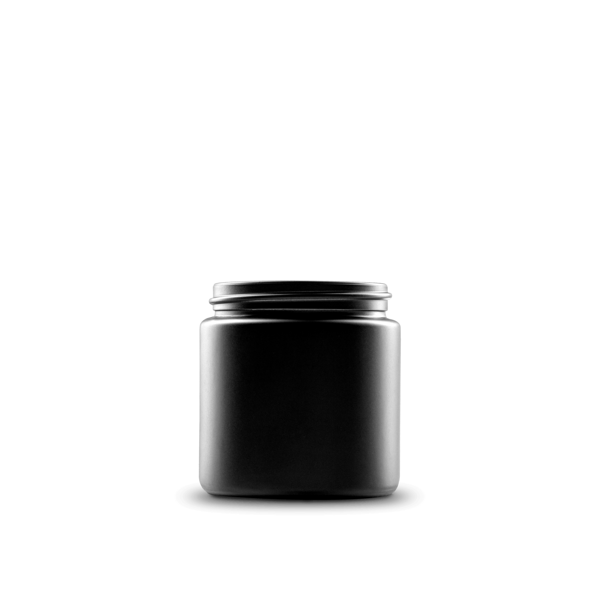 4 oz black frosted straight-sided glass round jar