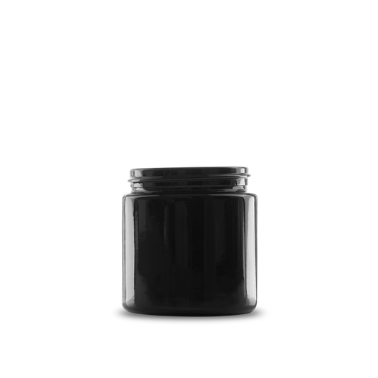 4 oz Black UV Glass Straight-Sided Round Jar 58-400 Neck Finish