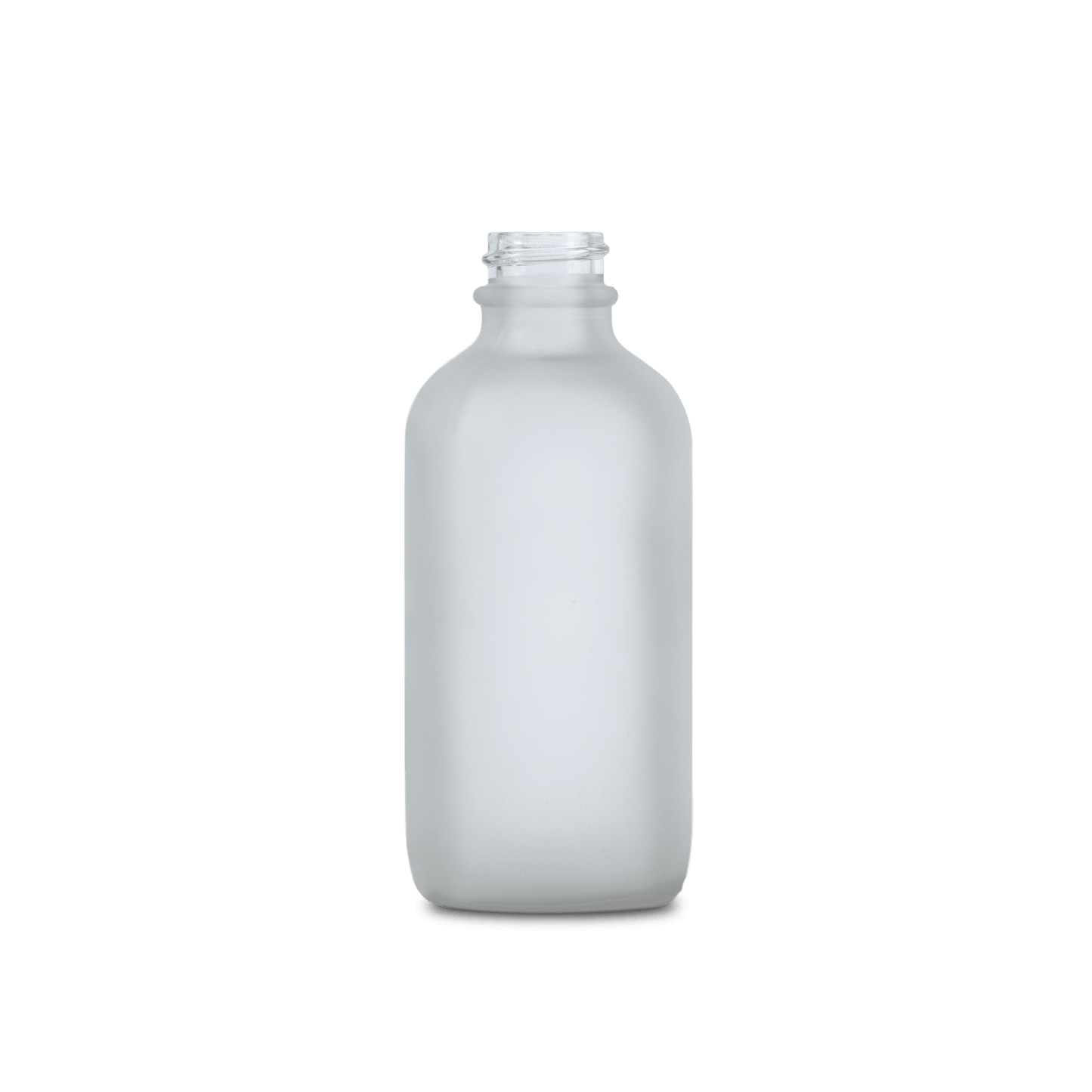 4 oz clear frosted boston round glass bottle