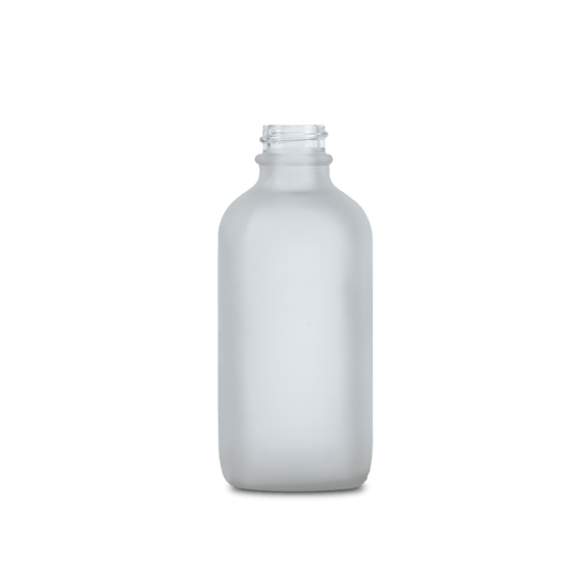 4 oz clear frosted boston round glass bottle