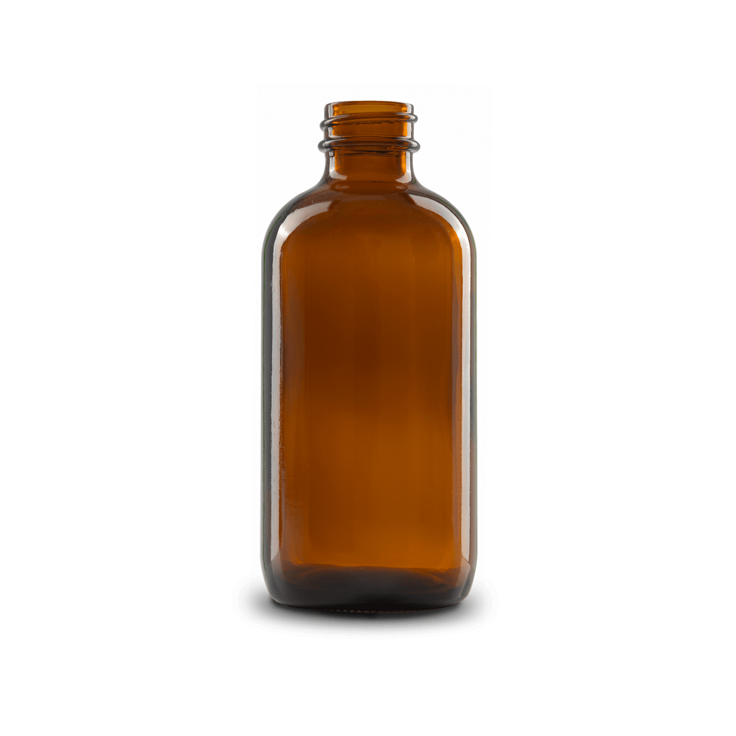 8 oz clear amber boston round glass bottle