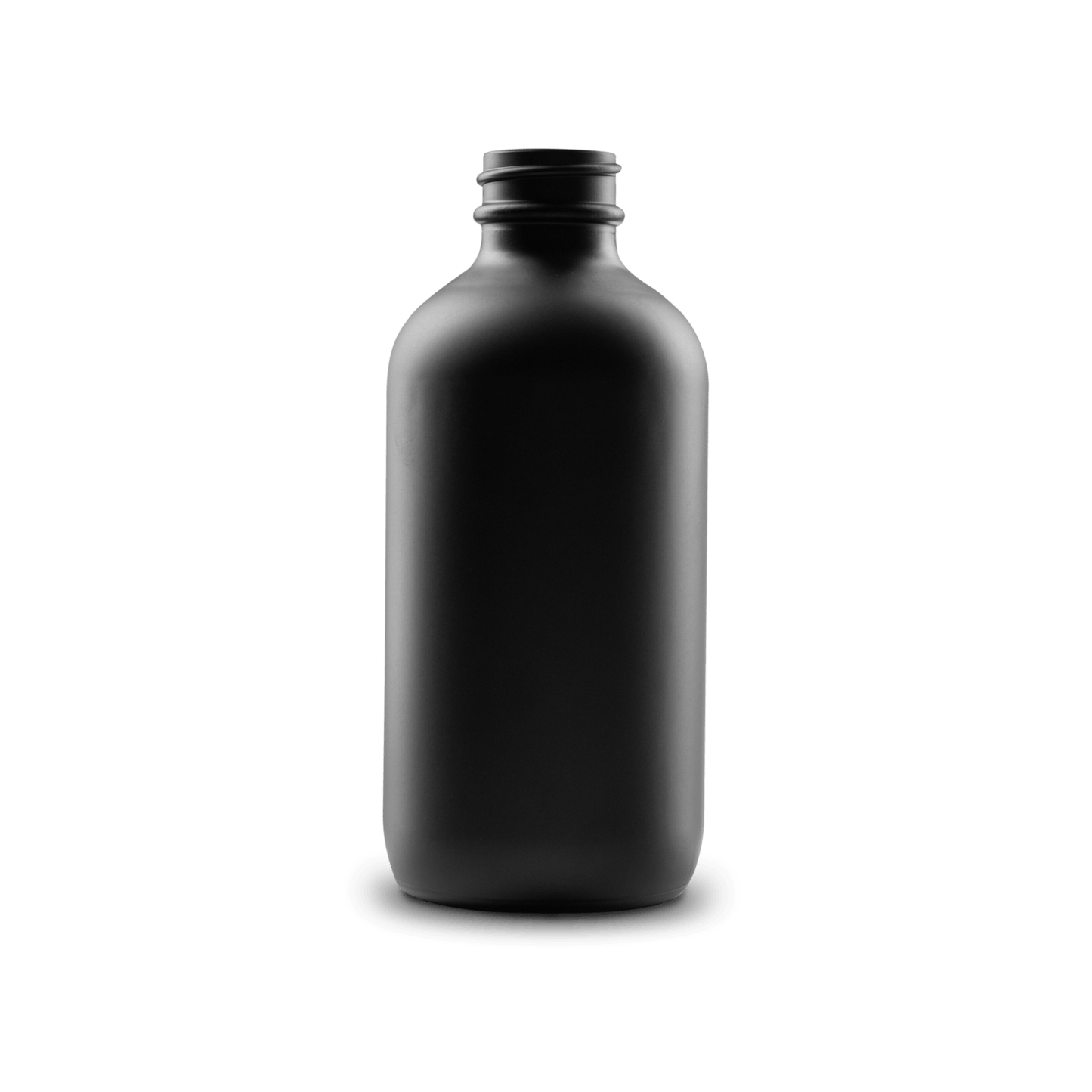 8 oz Black Frosted Glass Boston Round Bottle 28-400 Neck Finish - 6 Pack
