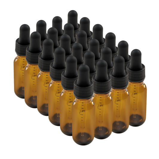 0.5 oz Amber Glass Boston Round Bottle With Black Dropper