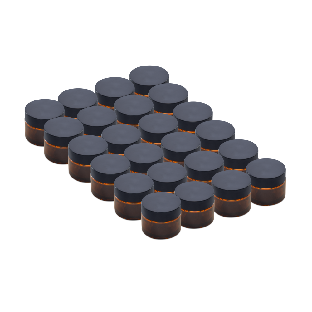 1.7 oz Amber Glass Jars With Black Lids
