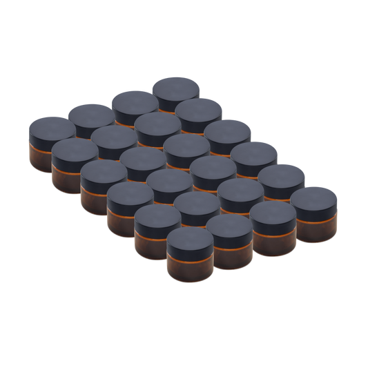 1.7 oz Amber Glass Jars With Black Lids
