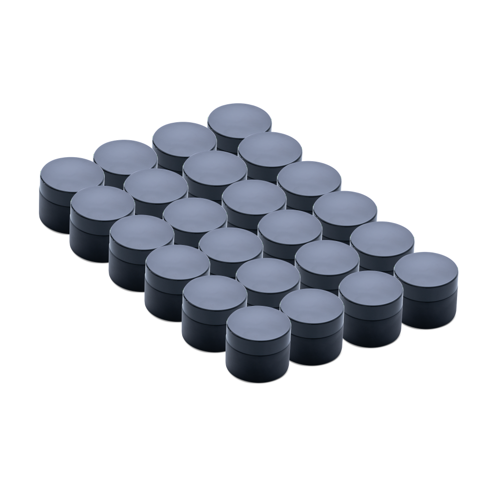 1.7 oz Black Frosted Glass Jars With Black Lids