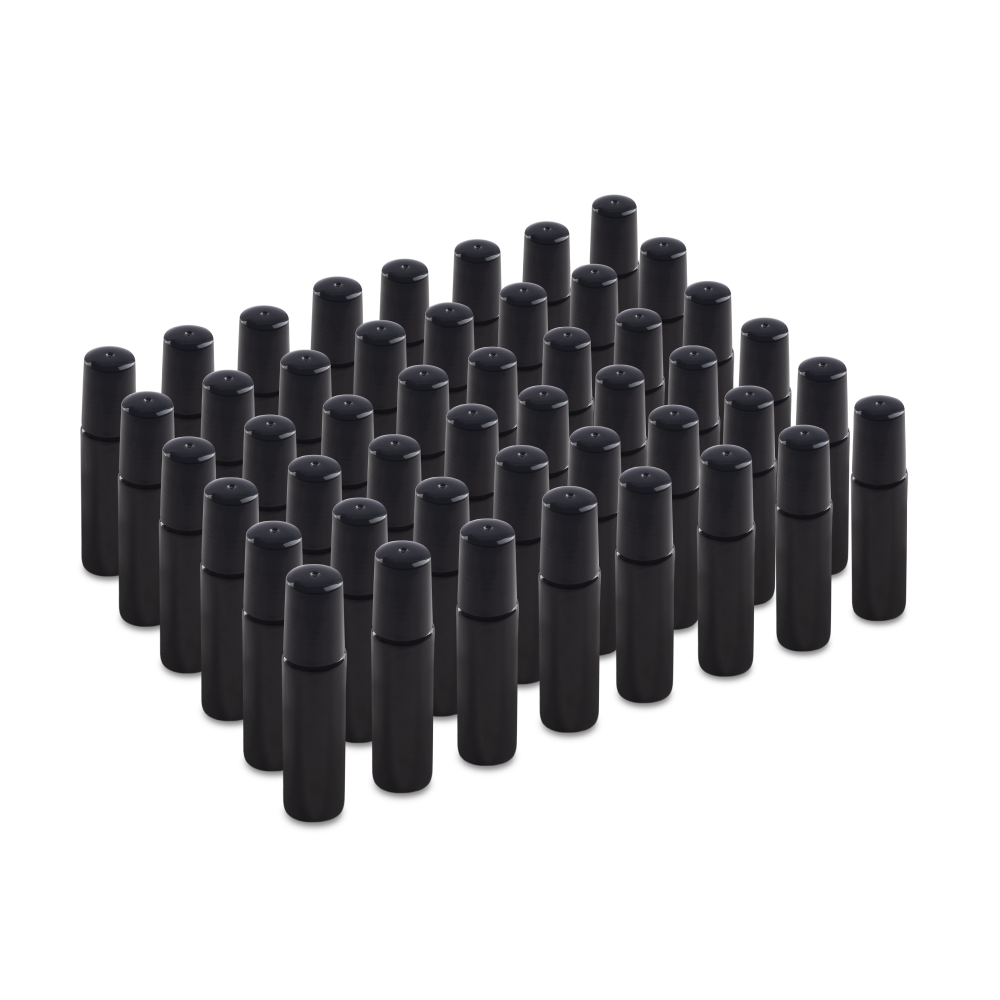 10 ml Black UV Glass Roll On Bottle With SS Ball and Black PP Cap