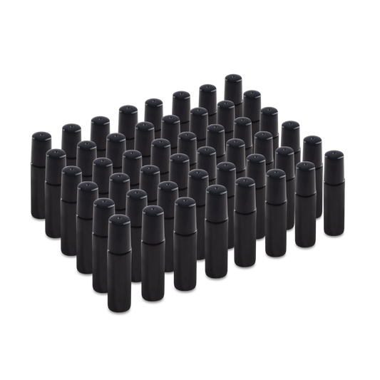 10 ml Black UV Glass Roll On Bottle With SS Ball and Black PP Cap