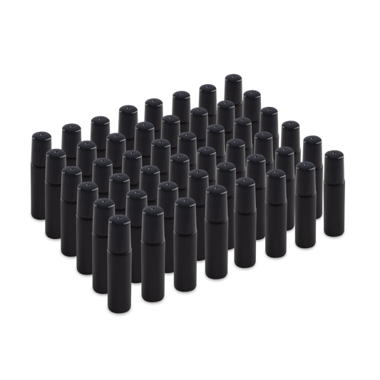 10 ml Black Frosted Glass Roll On Bottle With SS Ball and Black PP Cap