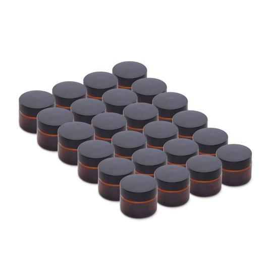 2 oz Amber Glass Jars With Black Lids