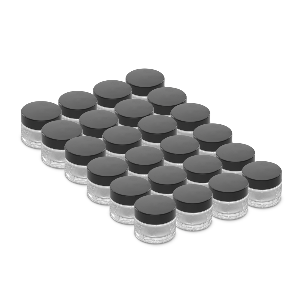 2 oz Clear Glass Jars With Black Lids