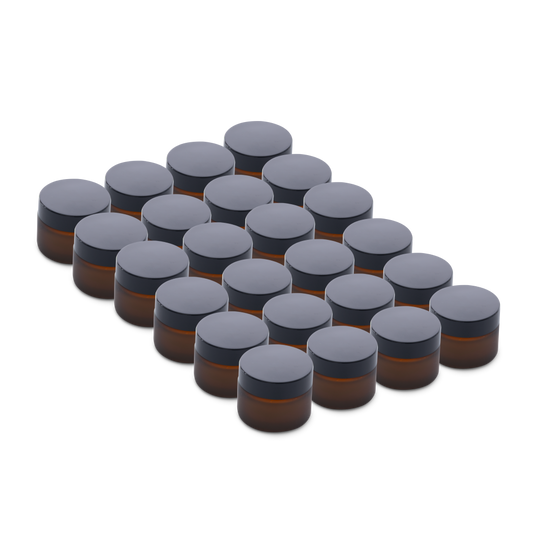 2 oz Amber Frosted Glass Jars With Black Lids