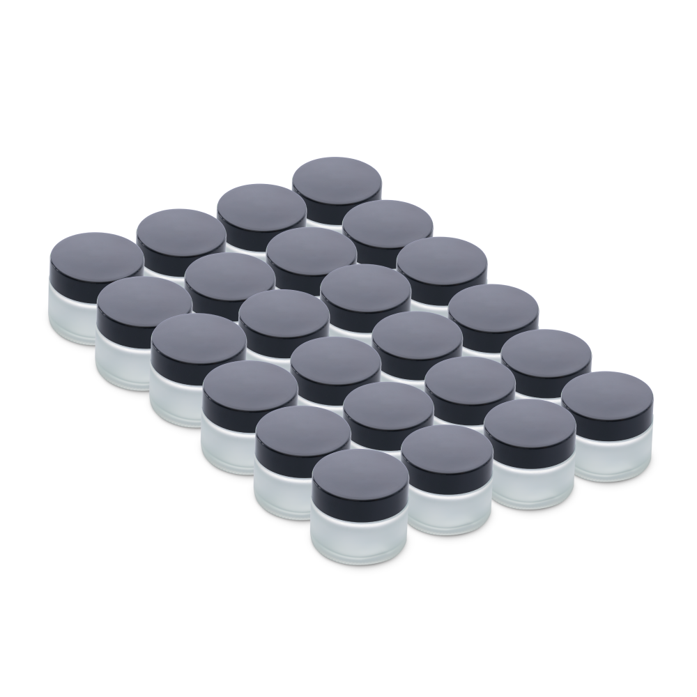 2 oz Clear Frosted Glass Jars With Black Lids
