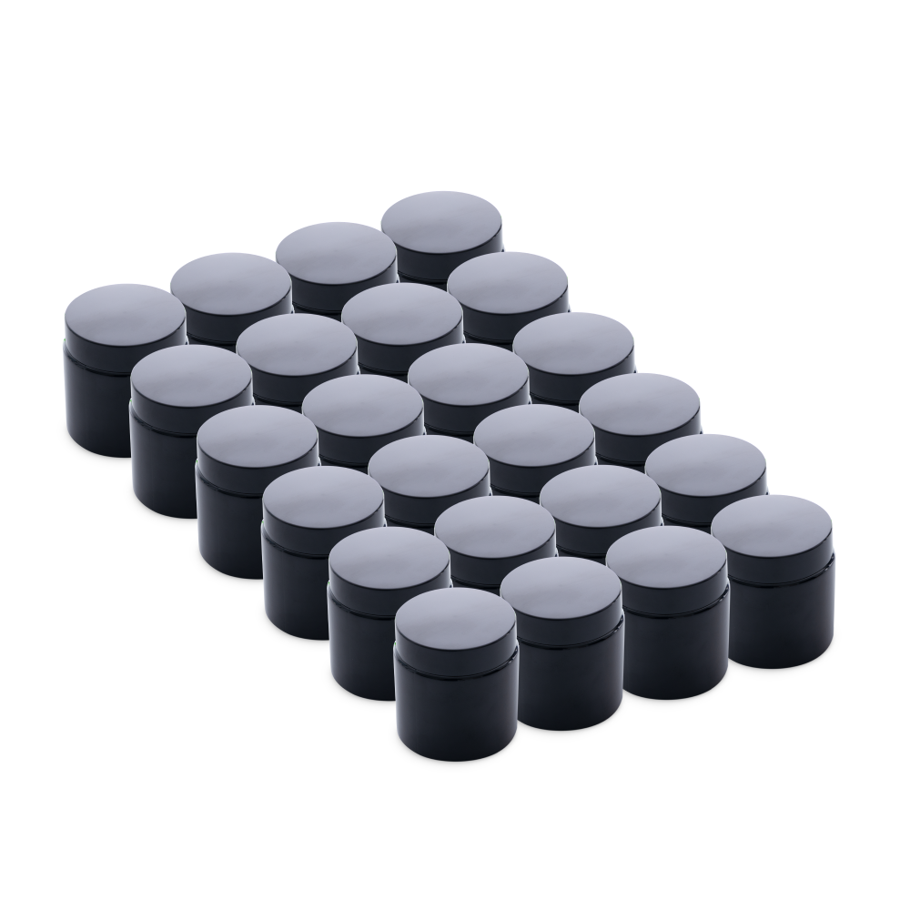 4 oz Black UV Glass Jars With Black Lids