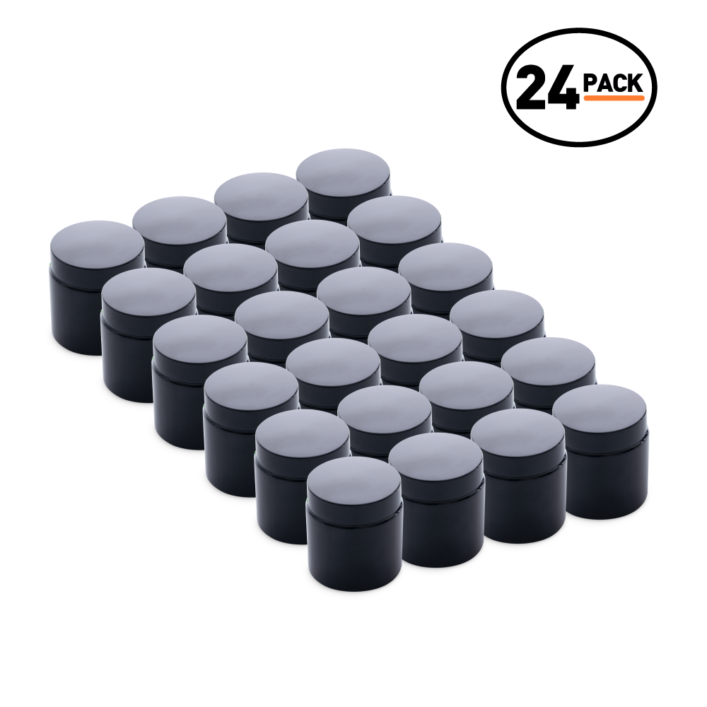 4 oz Black UV Glass Jars With Black Lids (24 Pack)