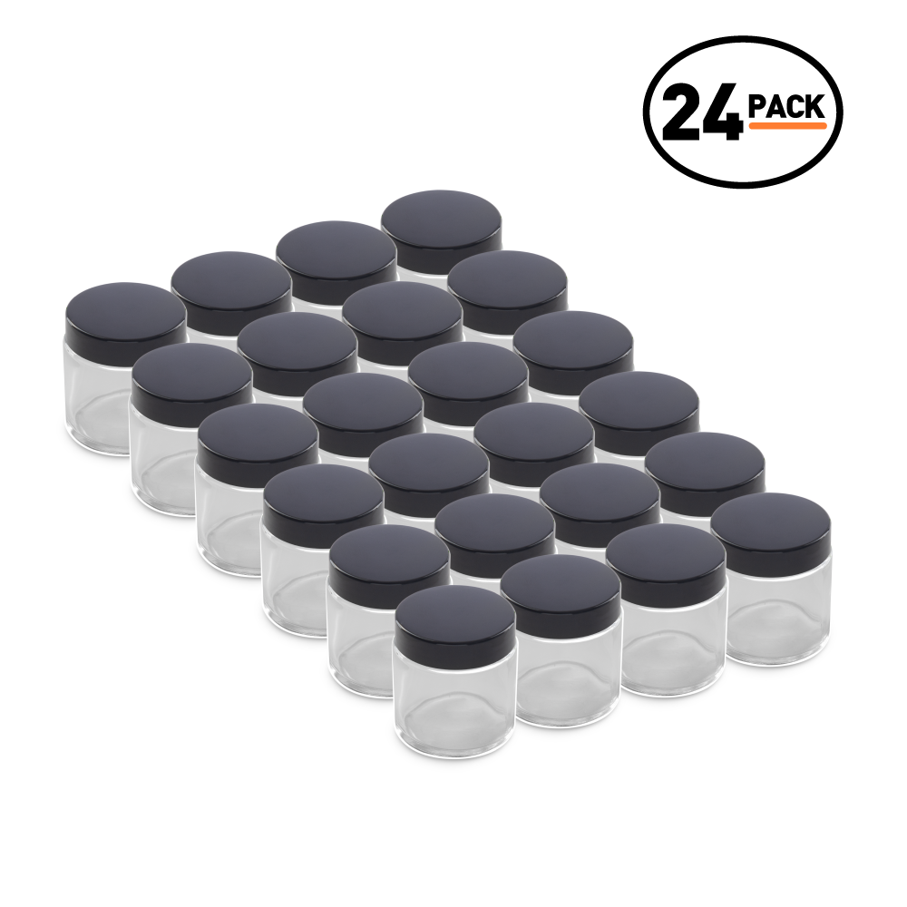 4 oz Clear Glass Jars With Black Lids (24 Pack)