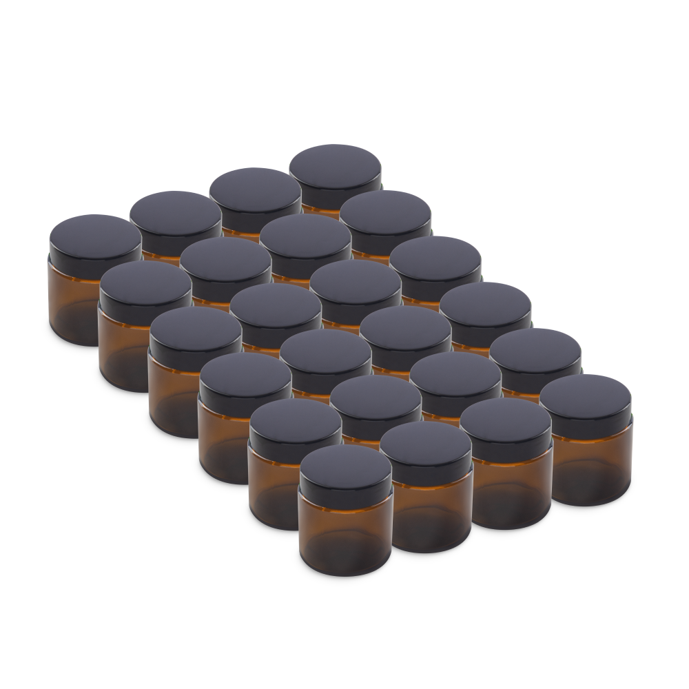 4 oz Amber Glass Jars With Black Lids