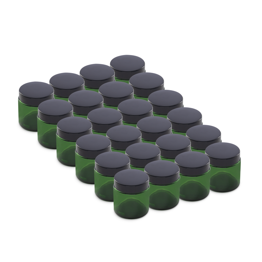 4 oz Green Glass Jars With Black Lids