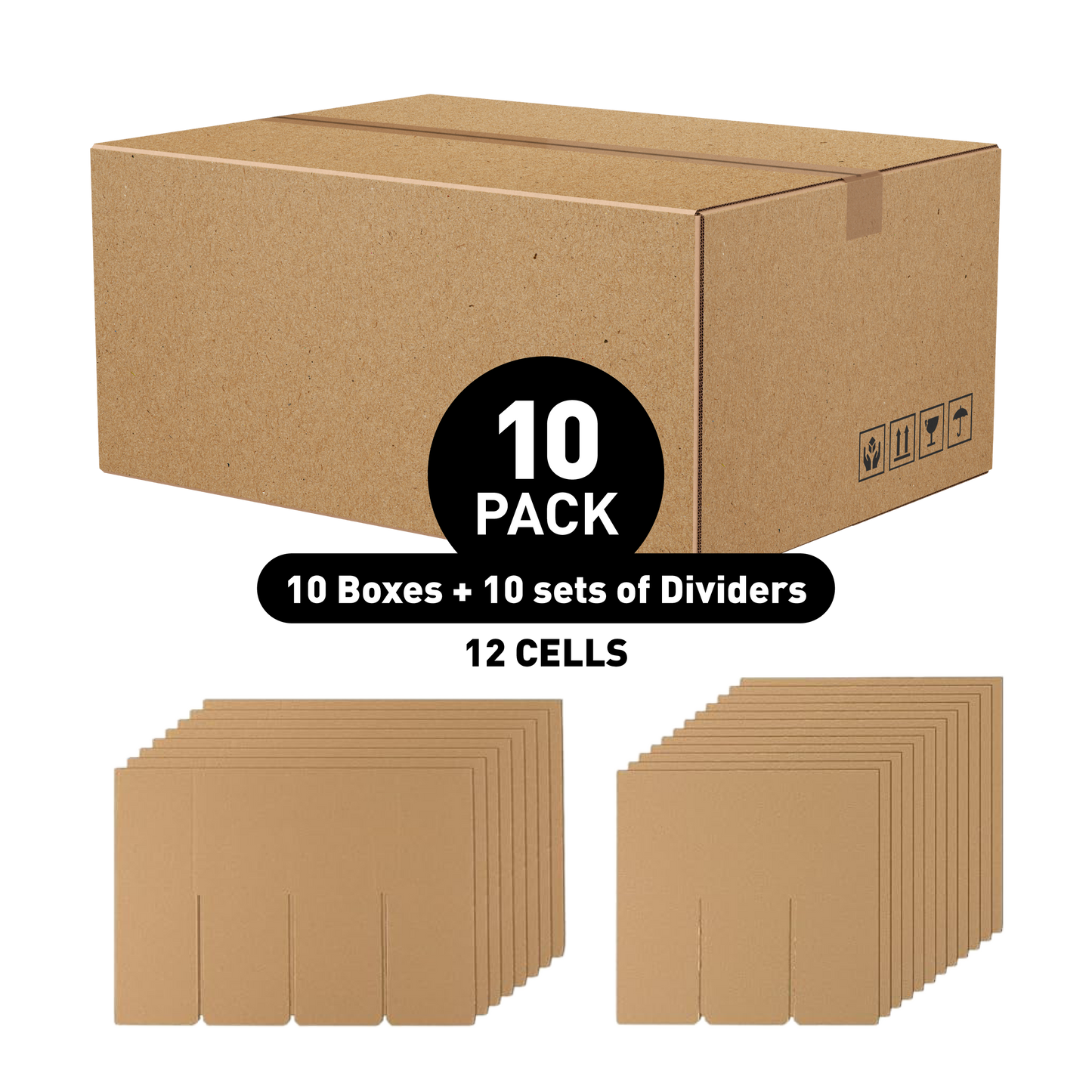 Box With Partitions - Fit 16 oz Glass Bottle with Closure (Cap) - 12 Cells