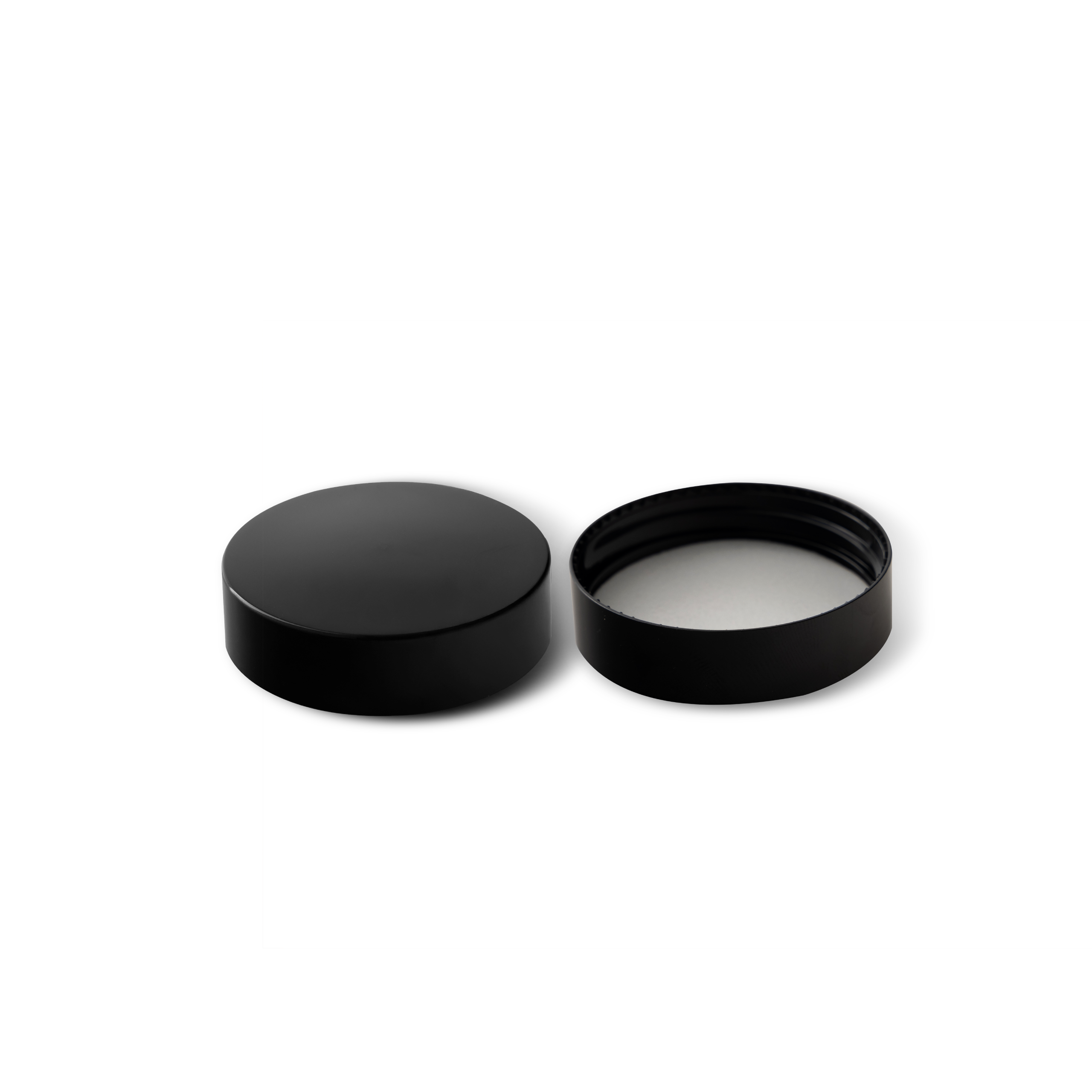 48-400 Black PP Smooth Skirt Lid With PE Liner - Sample