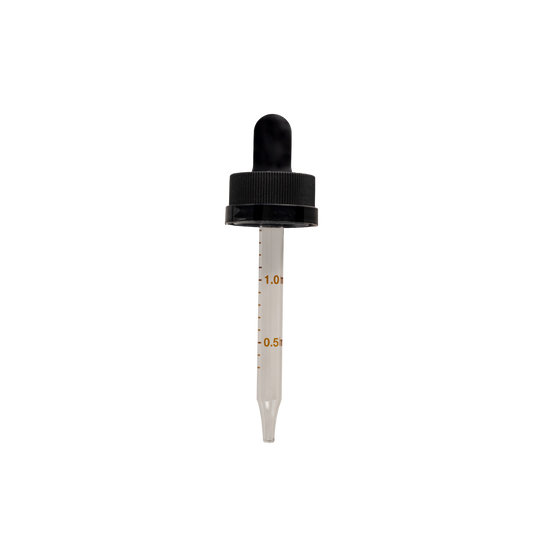 20-400 Child Resistant Black Dropper With Rubber Bulb And Glass Pipette - Sample