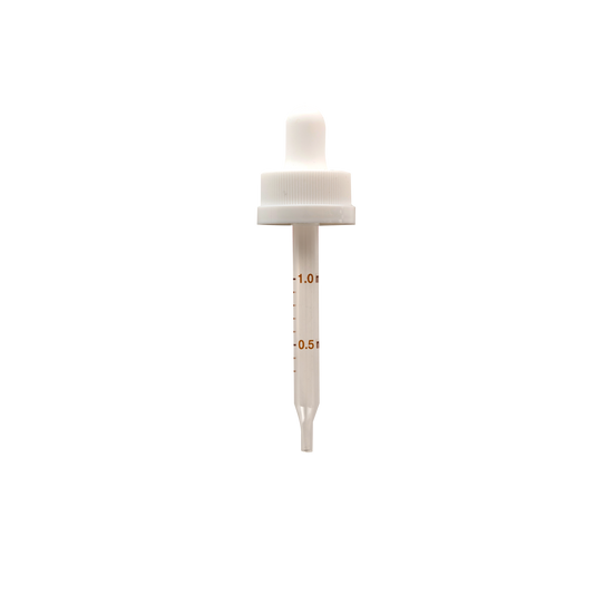 20-400 Child Resistant White Dropper With Rubber Bulb And Glass Pipette (FITS 1 oz)