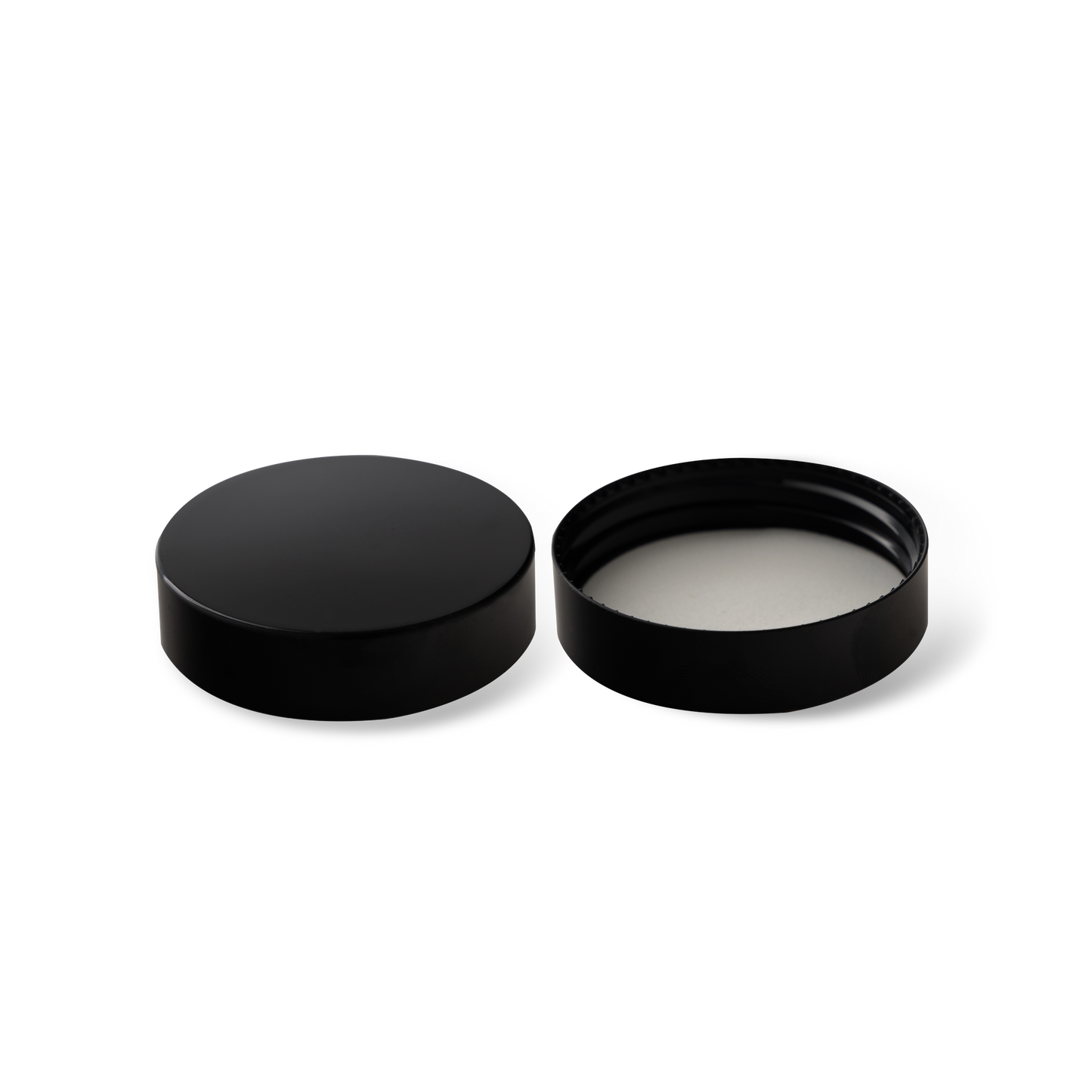53-400 Black PP Smooth Skirt Lid With PE Liner - Sample