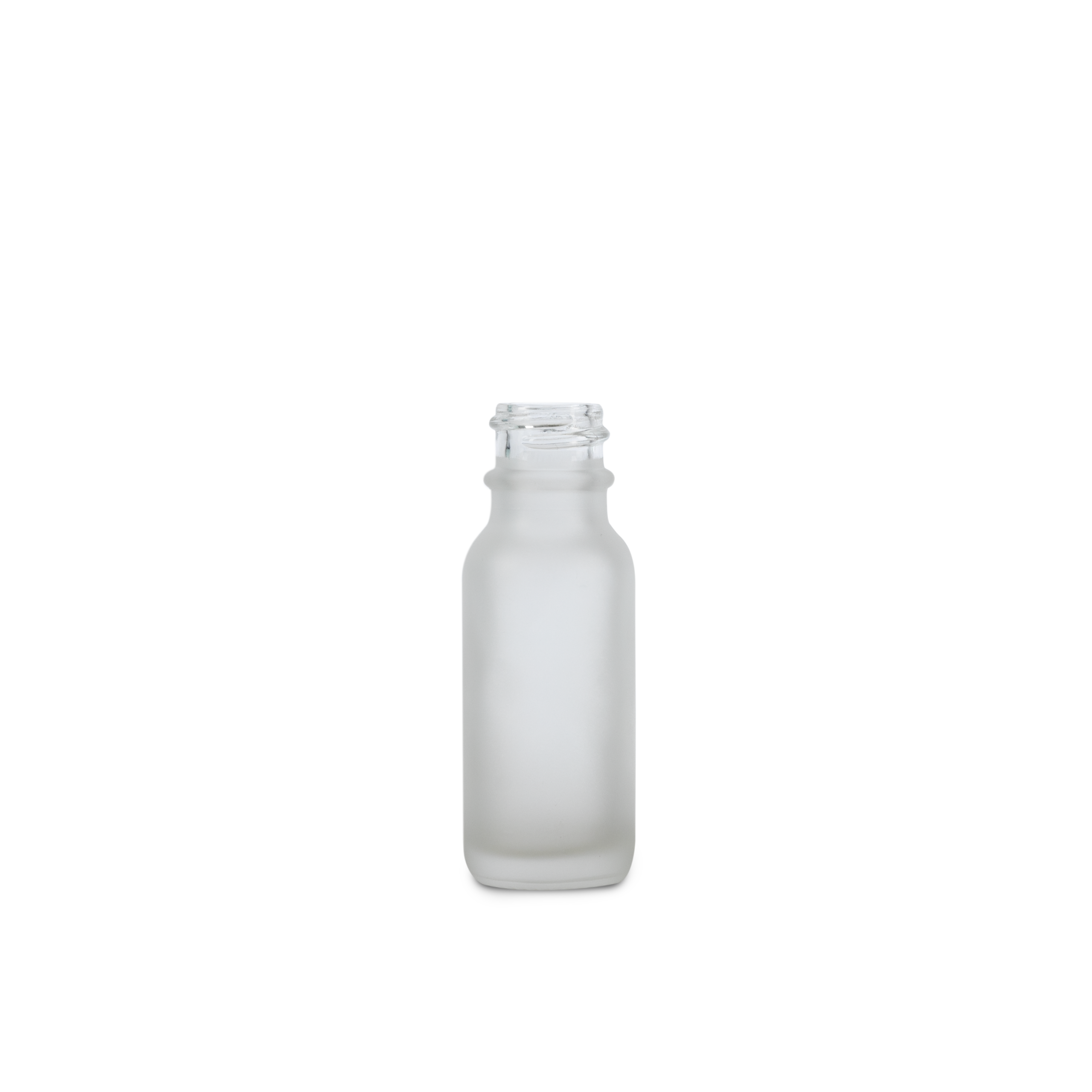 0.5 oz Clear Frosted Glass Boston Round Bottle 18-400 Neck Finish