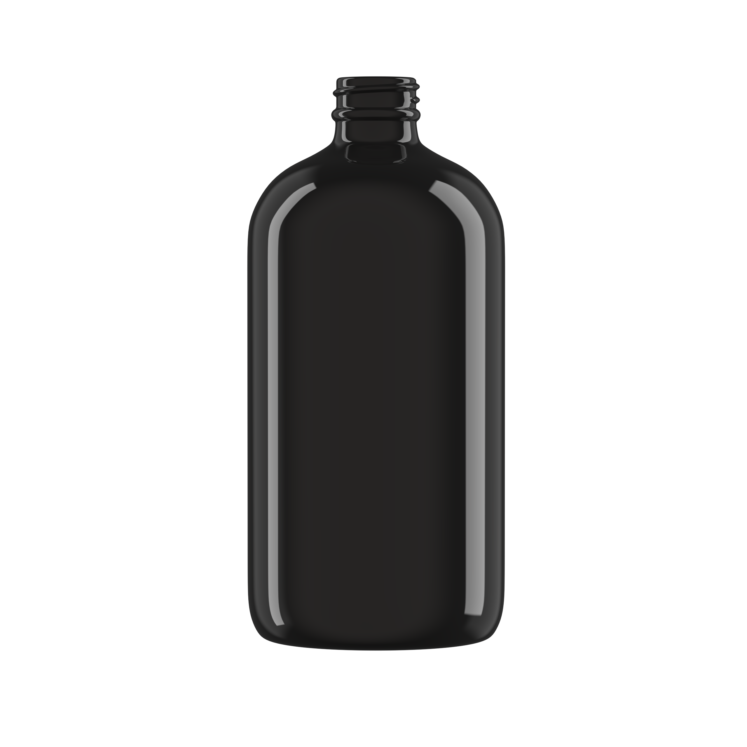 32 oz Black UV Glass Boston Round Bottle 28-400 Neck Finish - Sample