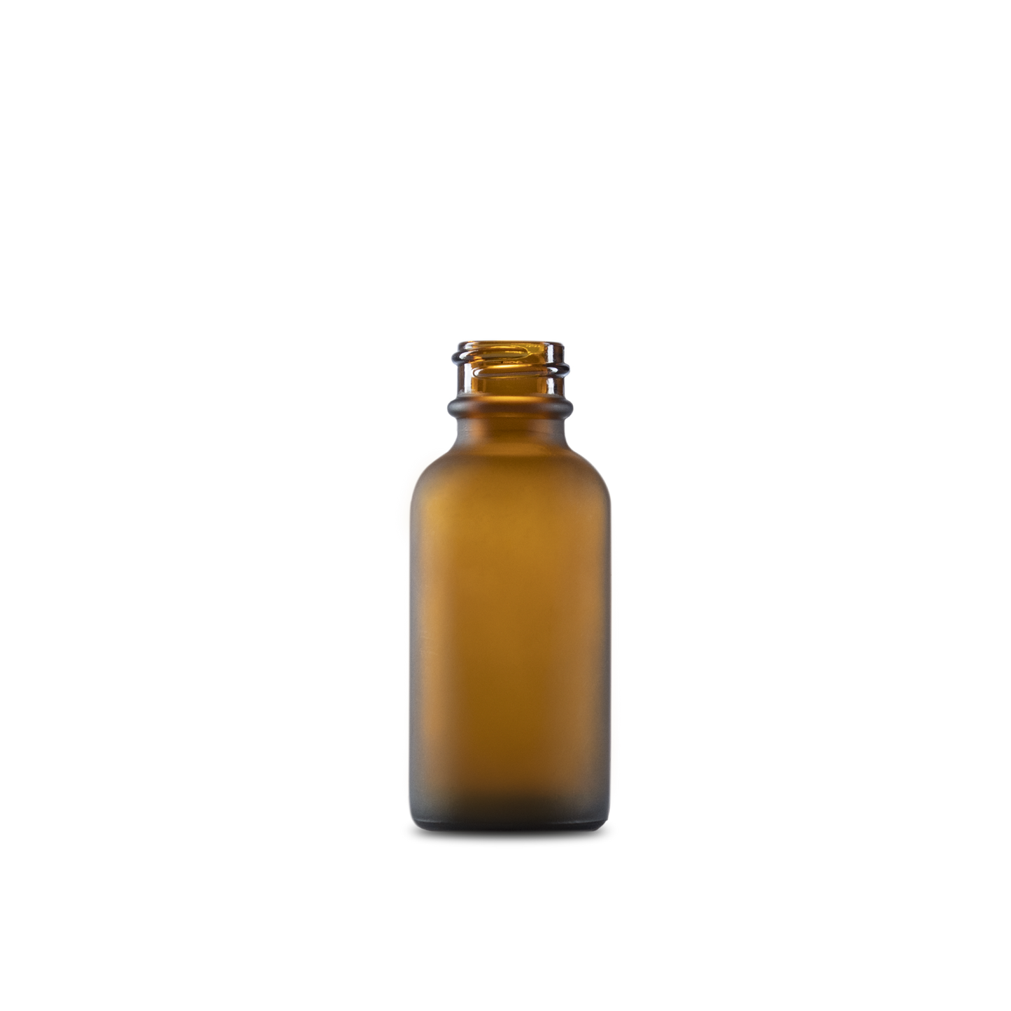 1 oz Amber Frosted Glass Boston Round Bottle 20-400 Neck Finish