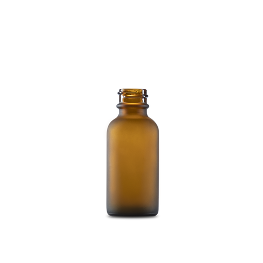 1 oz Amber Frosted Glass Boston Round Bottle 20-400 Neck Finish