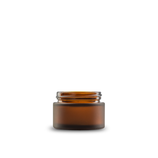 1 oz Amber Frosted Glass Cylinder Low-Profile Jar 48-400 Neck Finish