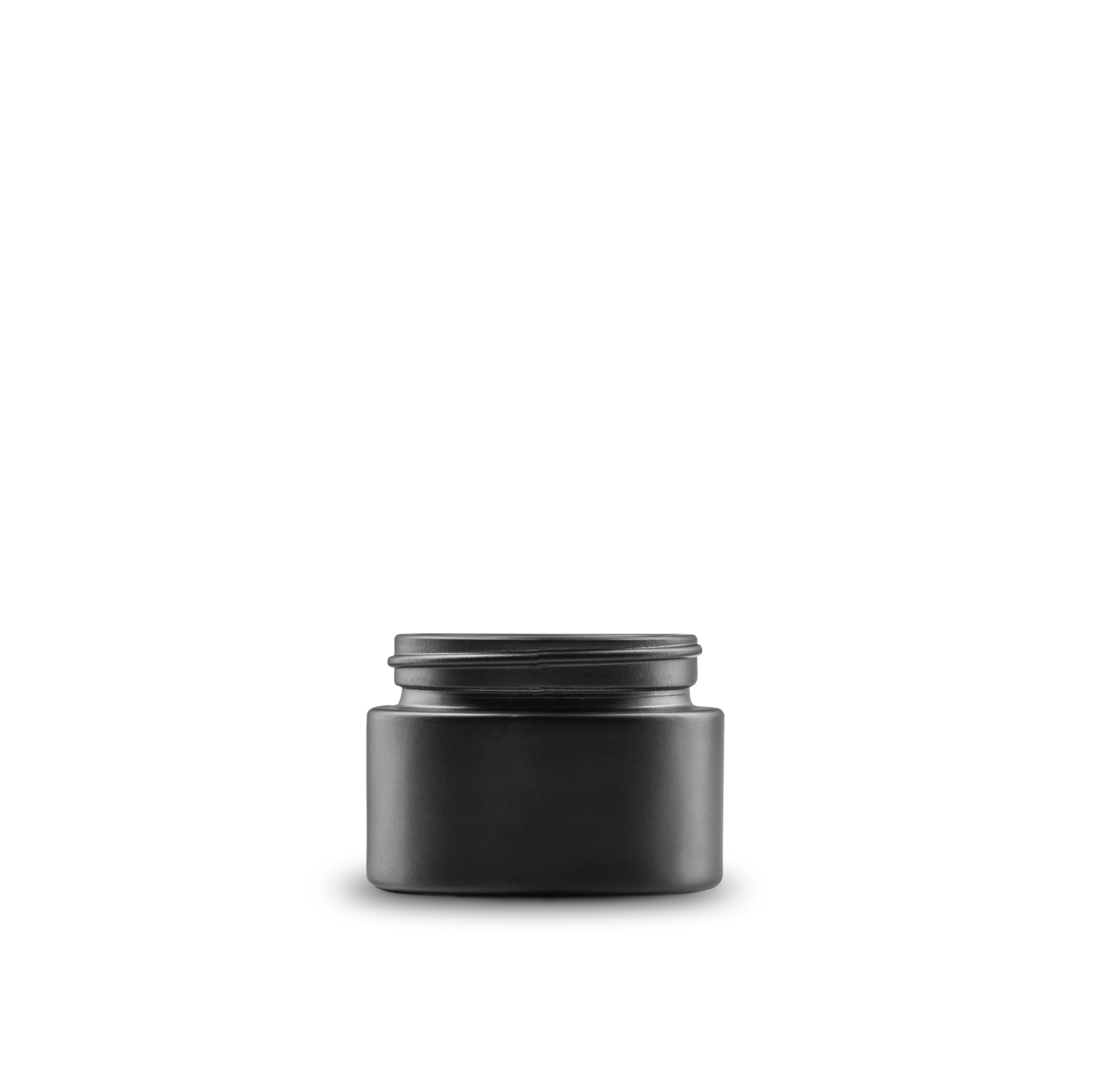 1 oz Black Frosted Glass Cylinder Low-Profile Jar 48-400 Neck Finish